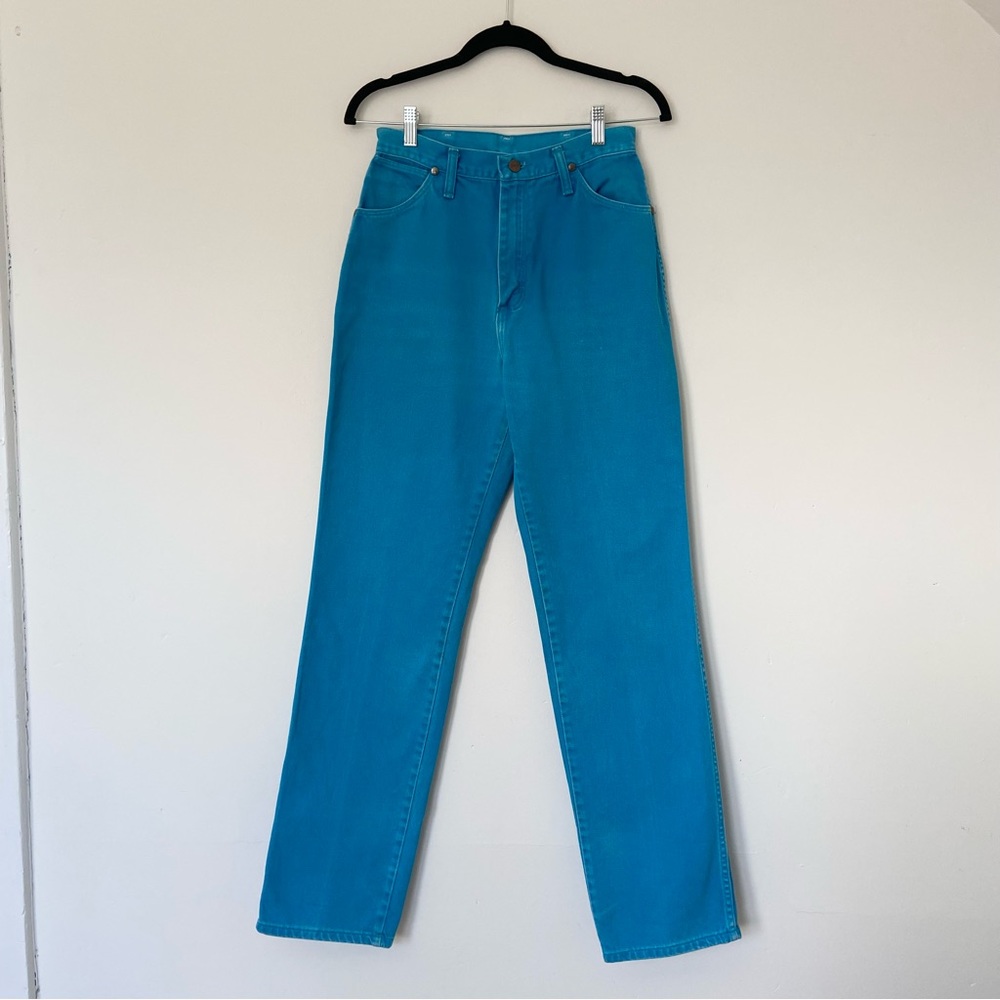 Vintage Wrangler Bright Blue High Waisted Jeans size 27 - Picture 4 of 15